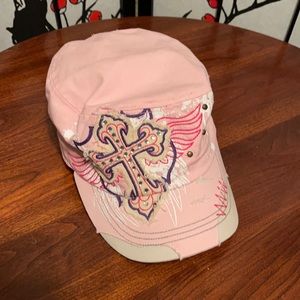 Leader Cap, pink cross with wings, gently used